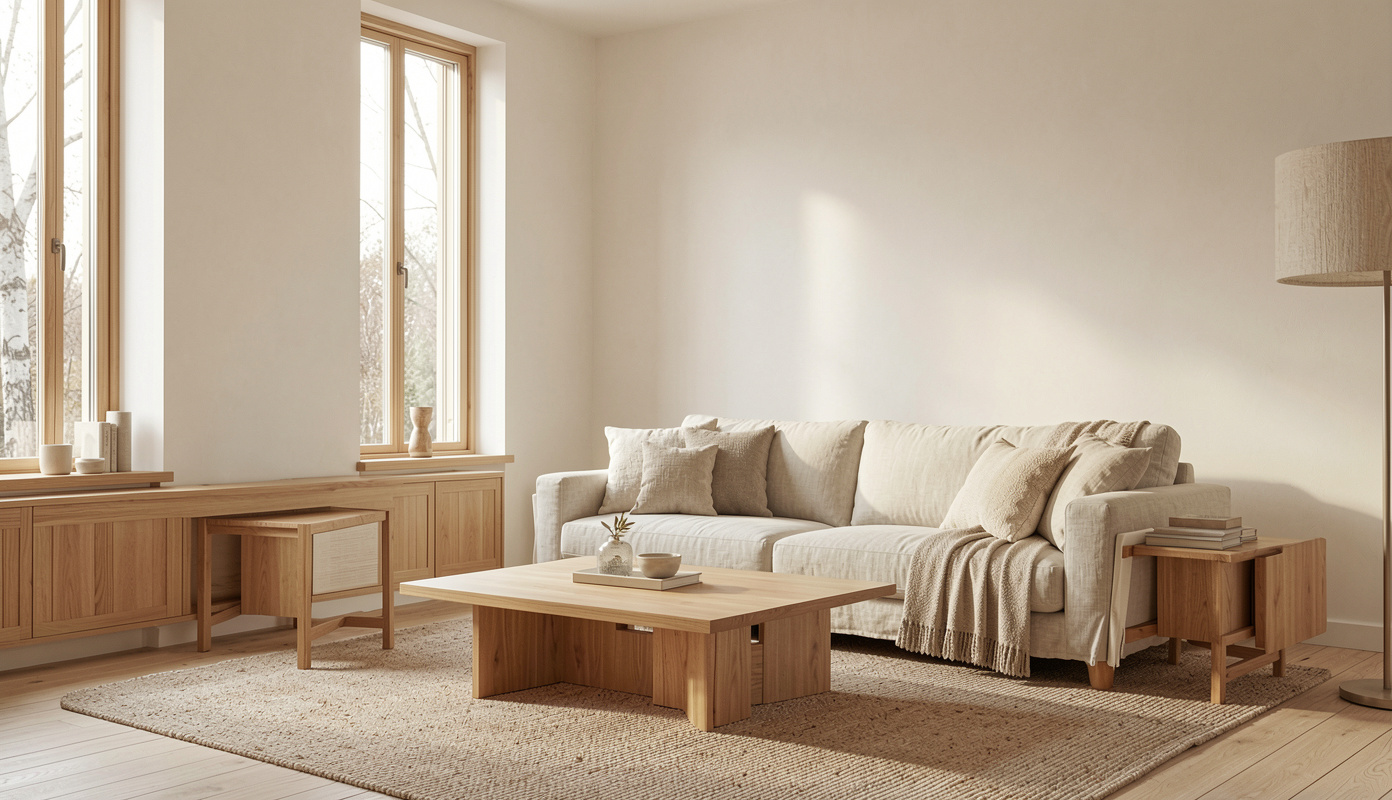 Warm Scandinavian living room interior